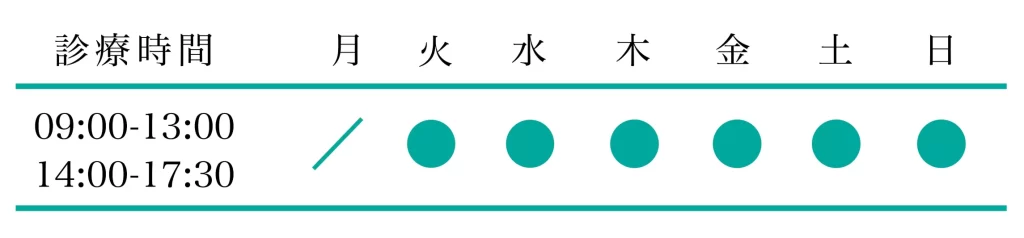ゆうなぎ歯科の営業日